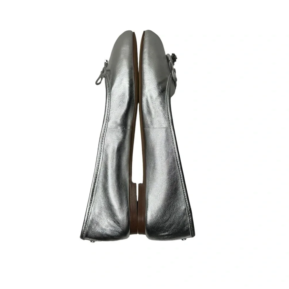 Sam Edelman Felicia Luxe Ballet Flat in Soft Silver Leather 6.5
